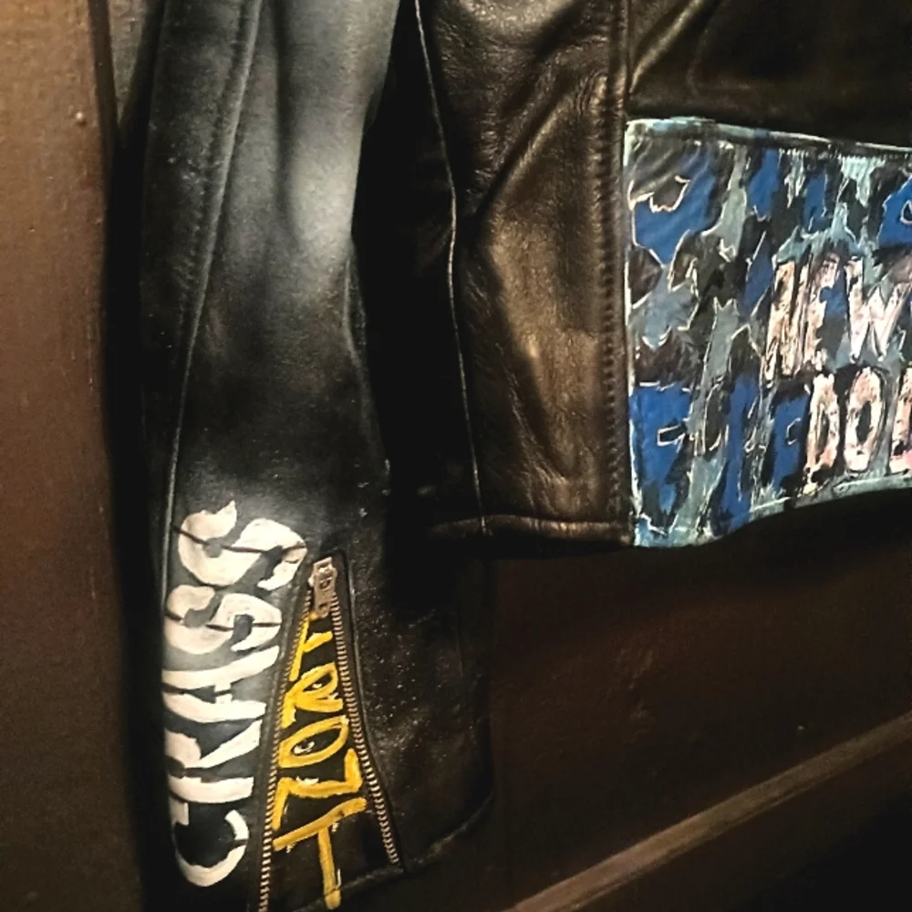 AUTH Punk Studded Leather Jacket worn by member of CA hardcore PUNK band - Picture 6 of 14